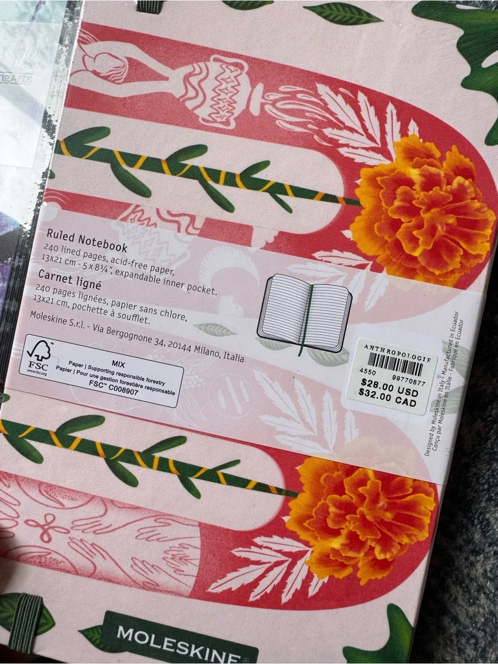 Moleskine x Anthropologie Set of 3 Patterned Special Edition Hardcover Notebooks